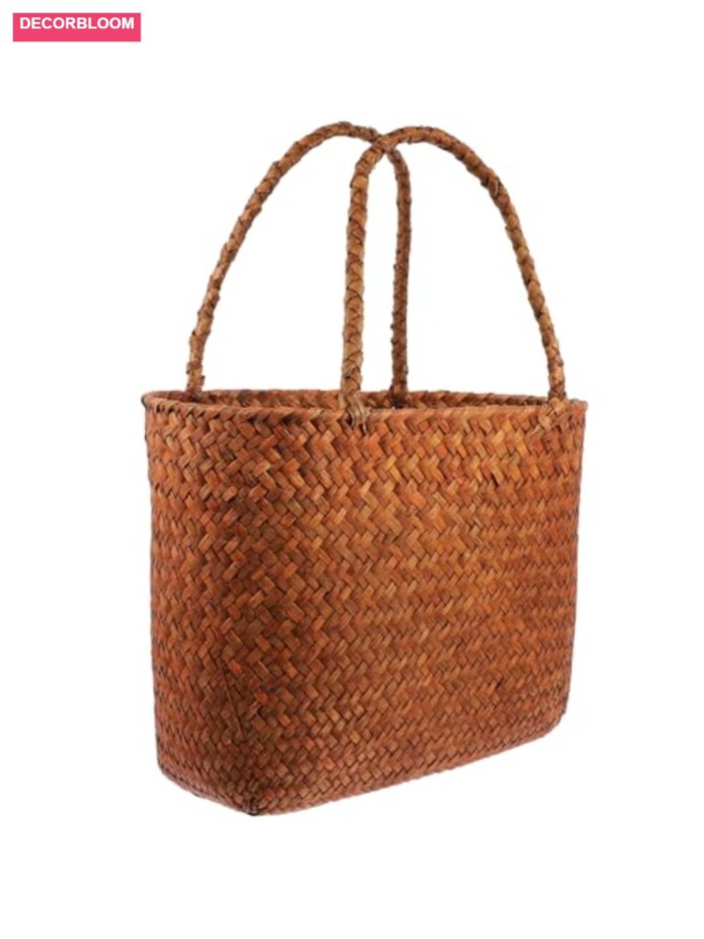 Straw Woven Picnic Basket with Double Handles and Compact Size